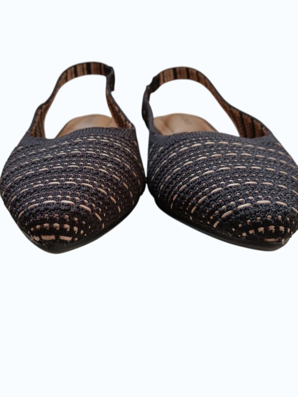 CYNTHIA ROWLEY Amelia Black & Tan Tweed Flat Slingbacks -Like New - Picture 2 of 12